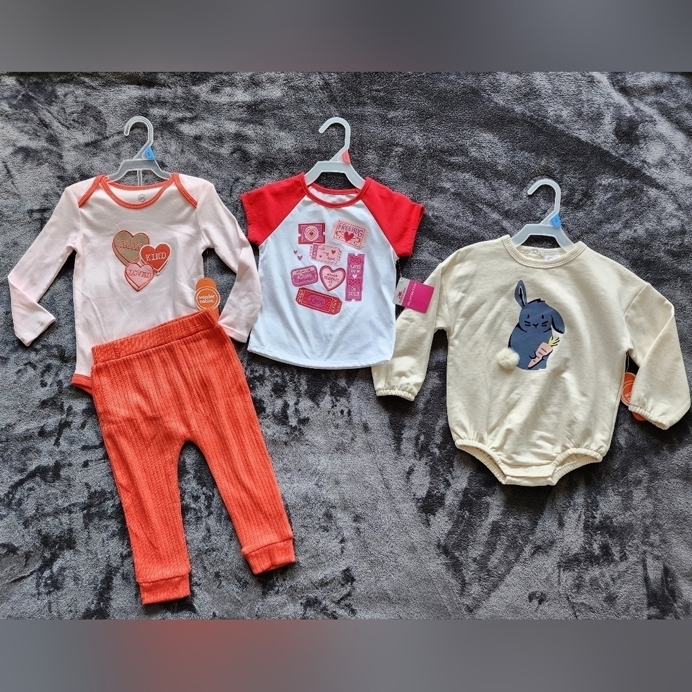 NWT toddler girl Valentine's day and Easter clothes bundle, size 24 months/ 2t